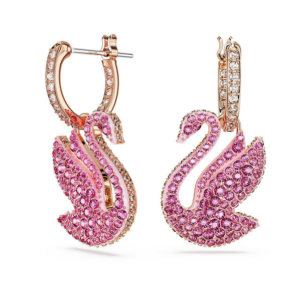 Swarovski Iconic Swan naušnice roze viseće