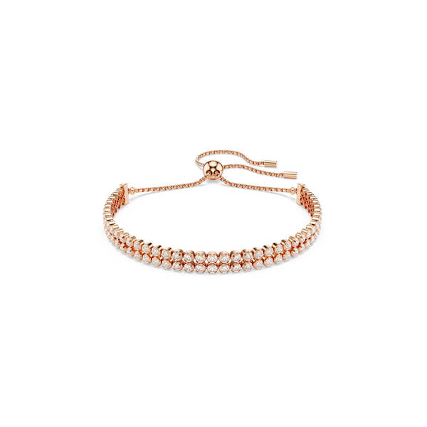 Swarovski Matrix Tennis narukvica, Round cut, Bijela, Rosegold ton