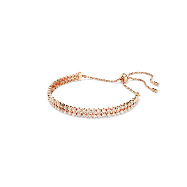 Swarovski Matrix Tennis narukvica, Round cut, Bijela, Rosegold ton