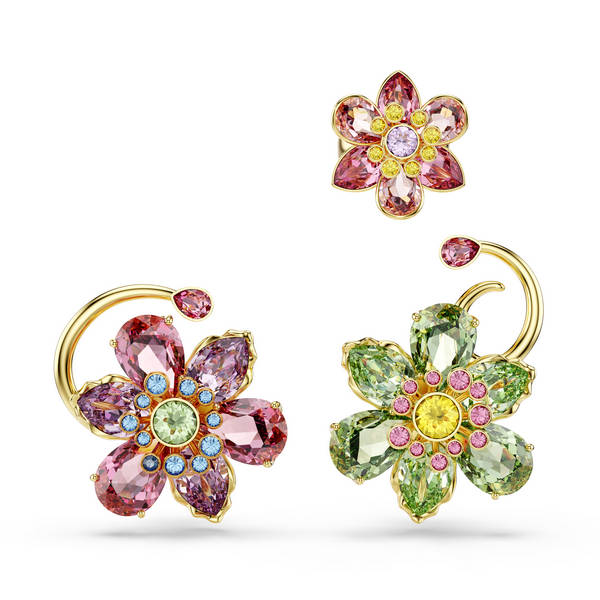 Swarovski Idyllia ear cuff, Set (3), Multicolor, Zlatni ton