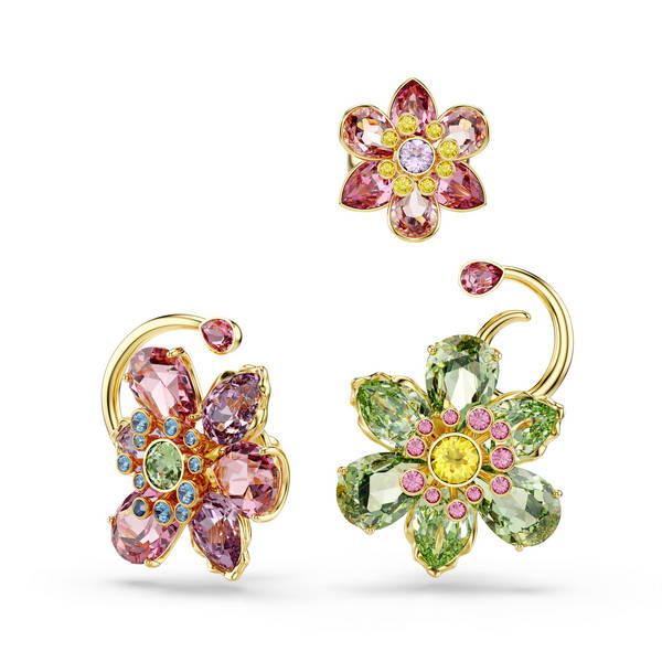 Swarovski Idyllia ear cuff, Set (3), Multicolor, Zlatni ton