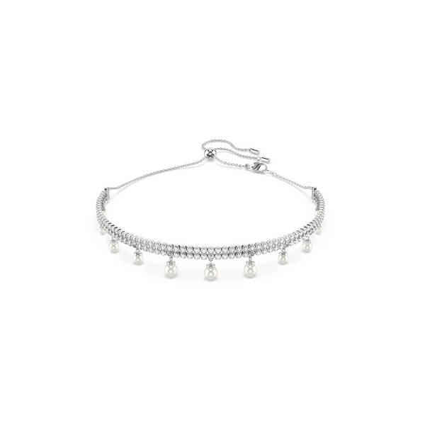 Ariana Grande x Swarovski Crystal Pearl Choker, Bijeli, Srebrni ton