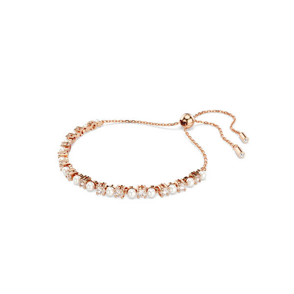 Swarovski Matrix Crystall Pearl Tennis Narukvica, Bijela, Rosegold ton